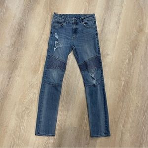 H&M Skinny Fit Distressed Moto Biker Jeans